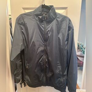 Athleta Dark Green/Blue Teal Zip Nylon Jacket w/Pockets, Split Hem w/Ties.Size M